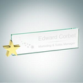 Jade Glass Nameplate w/ Star Brass Holder